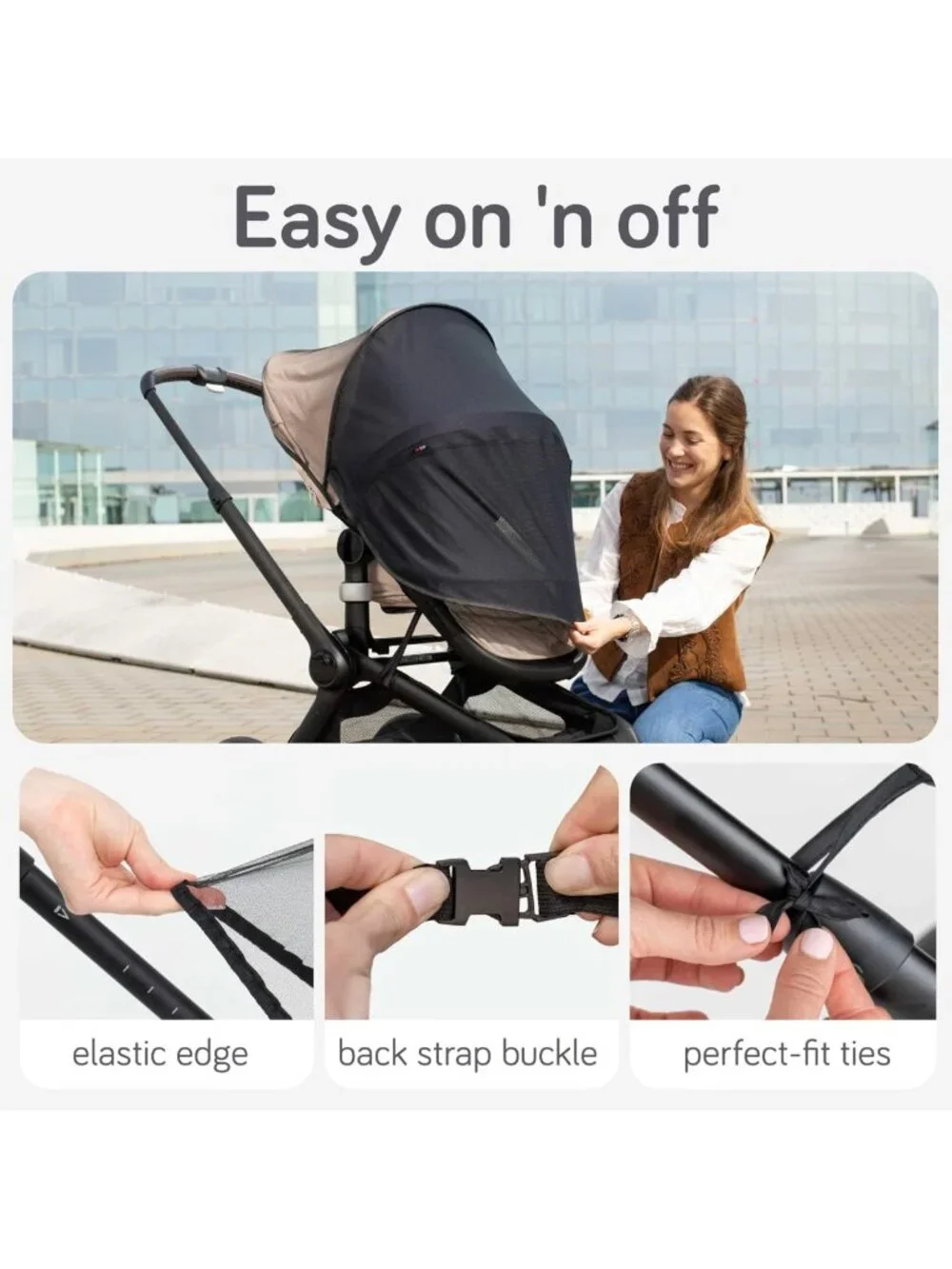 2-in-1 Baby Mosquito Net & Sun Shade for Strollers - UPF 50+ Protection, Travel
